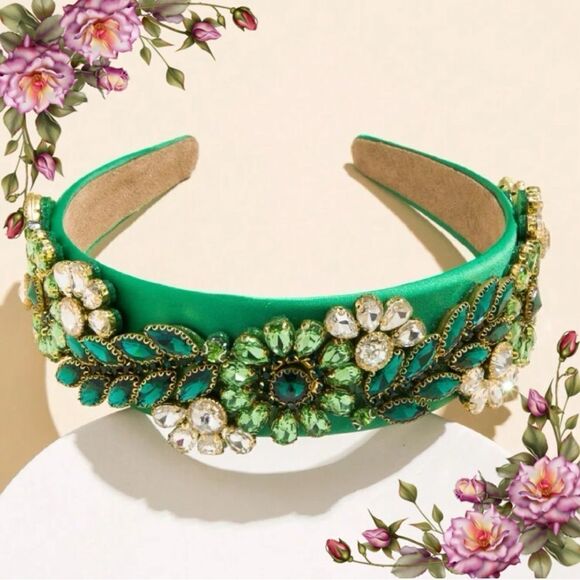 Baroque Colorful Glass Rhinestone Decorated Hair Hoop, Headband Hair Accessory - Picture 12 of 12